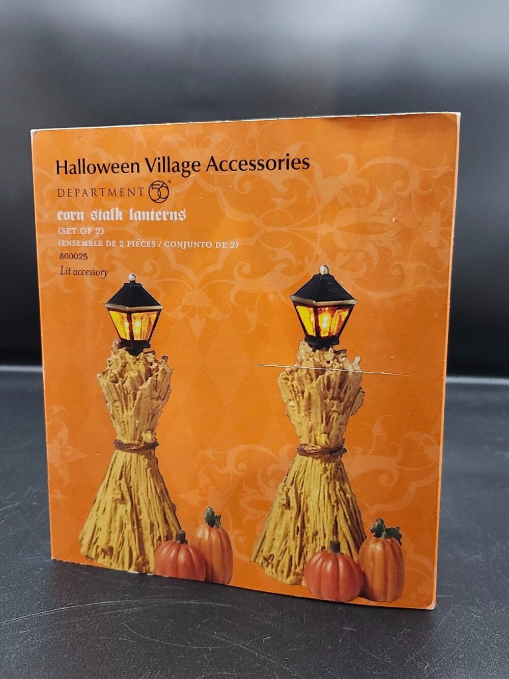 Department 56 Halloween Village Corn Stalk Lanters Set of 2 with Box Retired